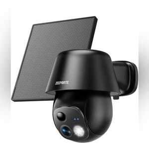 Solar Security Cameras Wireless Outdoor, 2K Pan/Tilt 360° View Solar/Battery